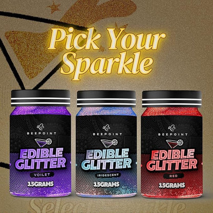 BeePoint Red Edible Glitter for Drinks 15g - Food Grade, Vibrant Color Shimmer Powdered Dust for Drinks, Cocktails, Cake Decorating, Baking, Chocolates, Candy, Sweets, & Cookies - Vegan & Gluten Free