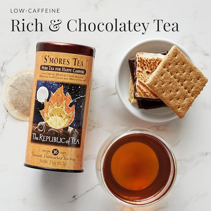 The Republic of Tea – S’mores Herbal Chocolate Tea Tin, 36 Low-Caffeine Tea Bags