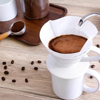 Pour Over Coffee Dripper - Ceramic Slow Brewing Accessories for Home, Cafe, Restaurants - Easy Manual Brew Maker Gift - Strong Flavor Brewer - V01 Paper Cone Filters - Black, 1 Cup