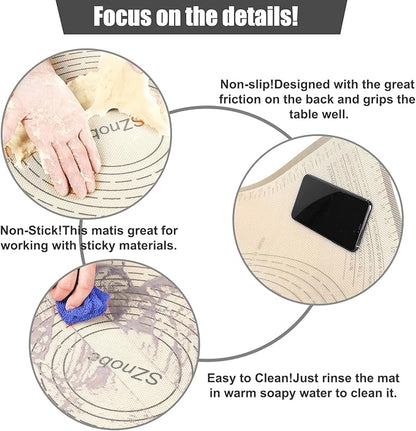 Silicone Pastry Mat 34'' By 26'' Extra Large Baking Mat with Measurements for Dough Rolling, Kneading Board, Kitchen Counter Mats for Dough, Pastry, Fondant, Pie Crust, Cookies, Bread, Pasta, Pizza