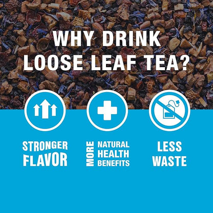 Tiesta Tea Blueberry Wild Child, Loose Leaf, Blueberry Hibiscus Herbal Tea, Premium Non-Caffeinated Blend, Make Hot or Iced, Brews Up to 200 Cups, 16 Ounce Resealable Bulk Pouch