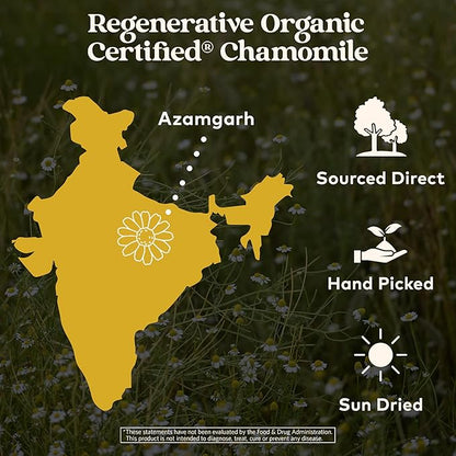 Organic India Purely Chamomile Tea- Regenerative Organic Chamomile Flowers, Caffeine Free, Calming & Relaxing Herbal Tea, Natural Support for Sleep & Relaxation- 18 Tea Bags, Pack of 3