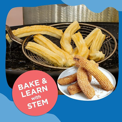 BāKIT Box Churros Baking Kit for Kids, Authentic Mexican Dessert with Printed Recipe & Activity Guide, Fun STEM Learning Gift for Ages 5–12, Homeschool & Family Cooking Set