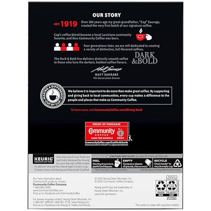Community Coffee Dark & Bold Intense Blend 96 Count Coffee Pods, Compatible with Keurig 2.0 K-Cup Brewers, 24 count (Pack of 4)