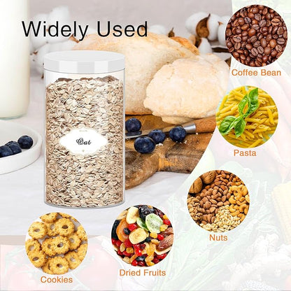 32 OZ Plastic Jars,16 Pcs Clear Plastic Jars with White Lids Round Empty Storage Jar Wide Mouth Refillable Storage Container with Lids for Household and Kitchen Food Organizing