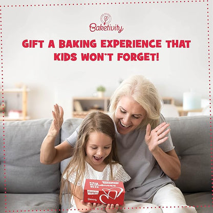 Kids Baking Kit by Baketivity + Highlights Magazine Booklet | Kindness Themed Baking Set for Kids | DIY Arts and Crafts Set | Heart Shaped Sprinkle Cookies | Kosher