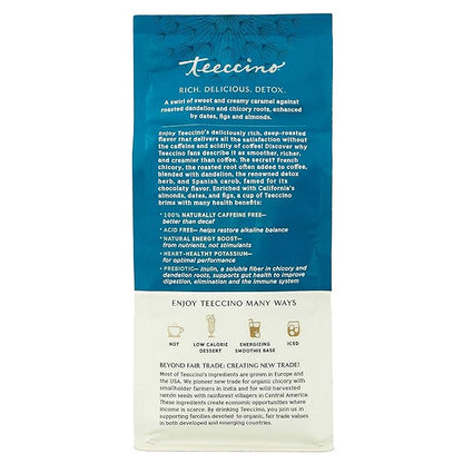Teeccino Dandelion Caramel Nut Herbal Coffee - Caffeine-Free Coffee Alternative with Prebiotics, Gluten Free, Acid Free - Medium Roast, 10 oz (Pack of 3)