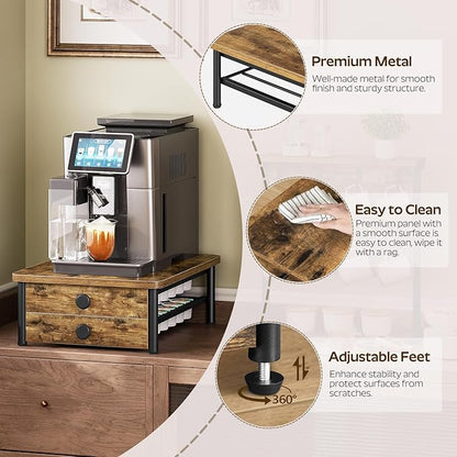 Coffee Pod Drawer Holder for K Cup, 56 Pods Capacity, 2 Tier Organizer for K Cup, Coffee Pod Organizer for Countertop, Space Saving, Easy Assembly, Rustic Brown KH28BRY1