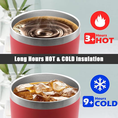 20 oz Tumbler Coffee Tavel Tumblers Bulk with Lid Stainless Steel Double Wall Vacuum Insulated Mug Powder Coated Cups fit Car Cupholder for Hot and Cold - Red, 12Pack