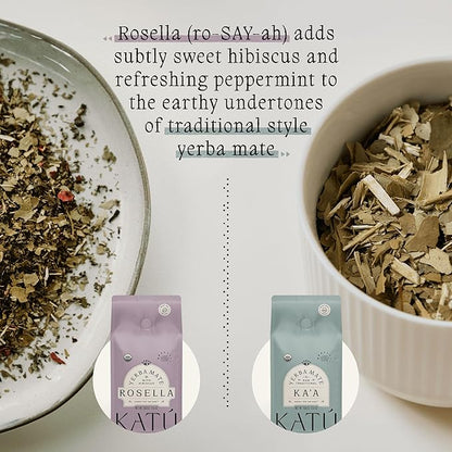 Katú Ka’a + Rosella Yerba Mate Tea – Variety 2-Pack (1 x Ka’a + 1 x Rosella, 500g Each) – Organic Loose-Leaf Blend with Hibiscus, Peppermint & Stevia – 1kg Total