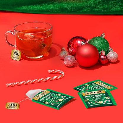Twinings Peppermint Cheer Herbal Tea Individually Wrapped Bags, 20 Count (Pack of 6), Peppermint & Creamy Vanilla, Naturally Caffeine-Free, Enjoy Hot or Iced, 120 Teabags