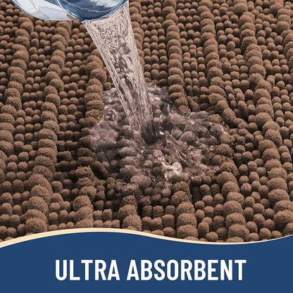Arotive Luxury Chenille Bathroom Rug Mat, Extra Soft Thick Absorbent Shaggy Bath Rugs, Non-Slip Machine Wash Dry, Plush Bath Mats for Bathroom, Shower and Tub, 24x16, Mocha