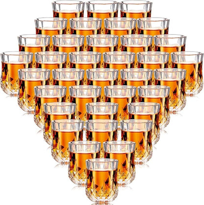 Meanplan 1.7oz Mini Shot Glasses Set Tasting Glasses Heavy Base Clear Shot cup Cute Cordial Mini Wine cups for Serving Whiskey, Wine, Juice(36 Pcs)