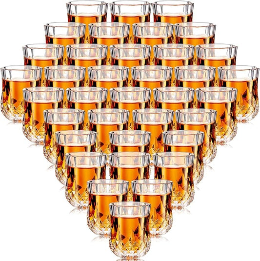 Meanplan 1.7oz Mini Shot Glasses Set Tasting Glasses Heavy Base Clear Shot cup Cute Cordial Mini Wine cups for Serving Whiskey, Wine, Juice(36 Pcs)