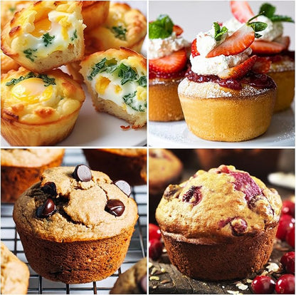 CAKETIME Large Muffin Pan Jumbo with Metal Frame 3.5 Inch Silicone Muffin Pan Nonstick 6 Cups for Baking Jumbo Muffin, Frittatas, Jumbo 1 Pack