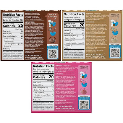 Simply Desserts Vanilla, Strawberry & Chocolate Instant Pudding, Sugar-Free, Variety 6-Pack – Healthy Dessert, Keto Snacks, Vegan & Diabetic-Friendly, Kosher, 1.7 Oz Ea