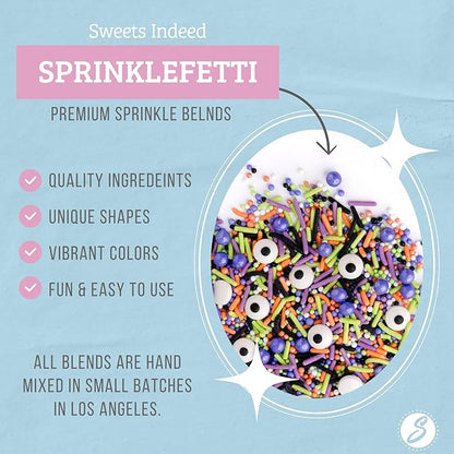 Sweets Indeed Sprinklefetti Monster Mash Sprinkles – 4 oz Jar | Halloween Sprinkle Mix with Candy Eyeballs, Jimmies, Nonpareils & Confetti | Cupcake & Cake Decorations