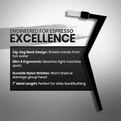 Rattleware Espresso Machine 7” Zig Zag Group Brush - Perfect Cleaning Brush for Home, Cafe, and Restaurant - Ideal for Daily Backflushing Routine