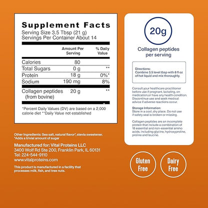 Vital Proteins® Salted Caramel Collagen Peptides, 20g CollagenPeptides, Healthy Hair, Skin, Nails & Joints