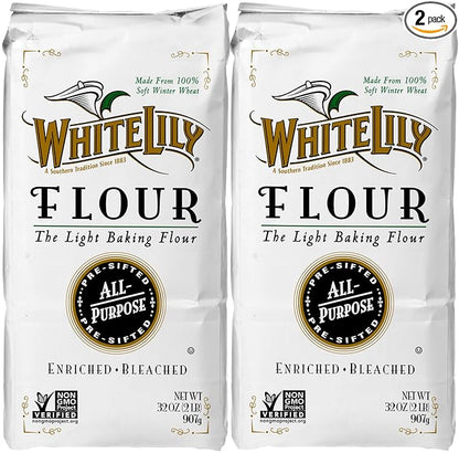 White Lily All-Purpose Bleached Wheat Flour 2 lb. (2-Pack) by White Lily