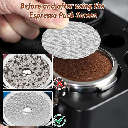 Espresso Accessories Kit, 51mm Tamper, Coffee Tamper Set, Silver 51mm Stainless Steel Espresso Tamper, Dosing Funnel, Tampers Mat, WDT Tools and Puck Screen Set Fit 51mm Portafilters