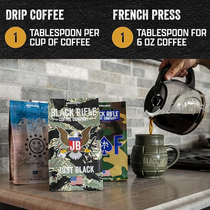 Black Rifle Coffee Company Ground Coffee Medium Roast - Roasted Blend Made from Pure Arabica Beans - Colombian & Brazilian Beans - Veteran Founded & American Made (CAF, 12oz Bag)