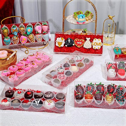 50PCS 12x5x2 Inches Clear Cookie Boxes Strawberry Boxes Bakery Boxes Macaron Boxes Gift Boxes Treat Boxes for Party Favors