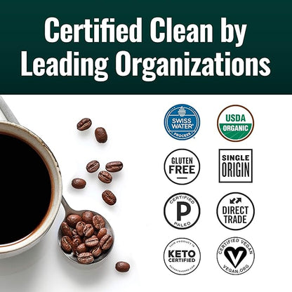Natural Force - Organic Clean Decaf Coffee, Mold & Mycotoxin Free, Lab Tested for Toxins & Purity, Low Acidity, Incredible Taste & Aroma, Ground Swiss Water Decaf Medium Roast, 10 oz