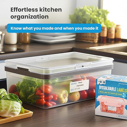 MESS Dissolvable Freezer Labels – 500-Pack – Removable Labels for Containers, Blank Food Storage Stickers, 1x2 in, Bottles, Jars & Freezer Use