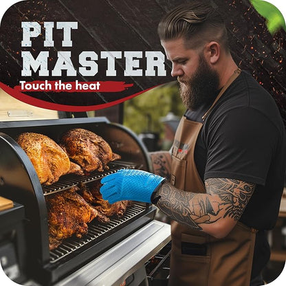 KITCHEN PERFECTION S Silicone Smoker Oven Gloves -Extreme Heat Resistant BBQ Gloves -Handle Hot Food Right on Your Grill Fryer Pit|Waterproof Oven Mitts |Superior Value Set+3 Bonuses