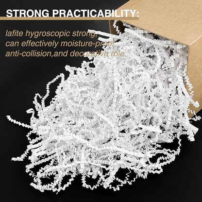 2LB Crinkle Cut Paper Shred Filler for Bag Gift Box Basket Confetti Paper Shreded Stuffing Decoration for Valentine's Day Holiday Party(White)