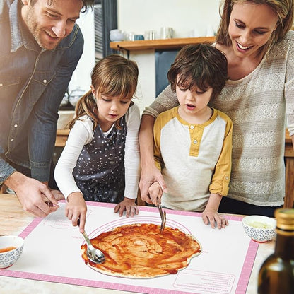 Silicone Pastry Mat for Dough Rolling, Extra Large Silicone Baking Mat with Measurements, Baking sheet for Cookies Fondant Pie Crust, Countertop Protector