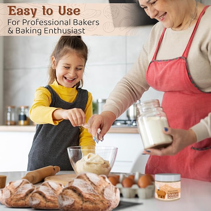 Living Dough - 233 Year Old San Francisco Sourdough Starter Culture - Active & Live Organic Sourdough Starter for Baking - For Artisanal Bread, Pizza Dough, Waffles & More