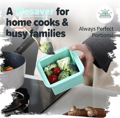 2-Cup Silicone Freezer Trays with Lids – Perfect for Meal Prep, Portion Control, and Easy Freezing-Meal Prep Container Molds for Soup,Leftovers (Bondi Mint, 2 Pack)