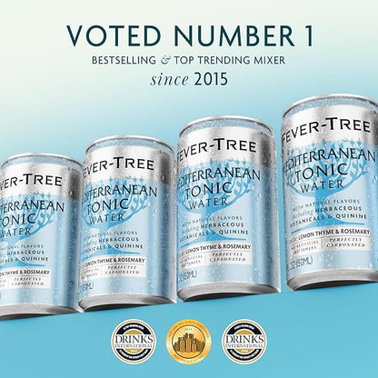 Fever-Tree Mediterranean Tonic Water - Premium Quality Mixer - Refreshing Beverage for Cocktails & Mocktails. Naturally Sourced Ingredients, No Artificial Sweeteners or Colors - 5.1 Fl Oz Cans - Pack of 8