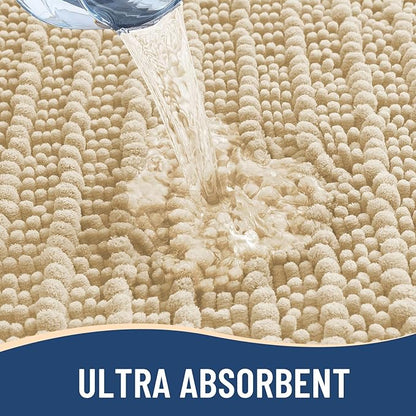 Arotive Luxury Chenille Bathroom Rug Mat, Extra Soft Thick Absorbent Shaggy Bath Rugs, Non-Slip Machine Wash Dry, Plush Bath Mats for Bathroom, Shower and Tub, 36x24, Cream Beige
