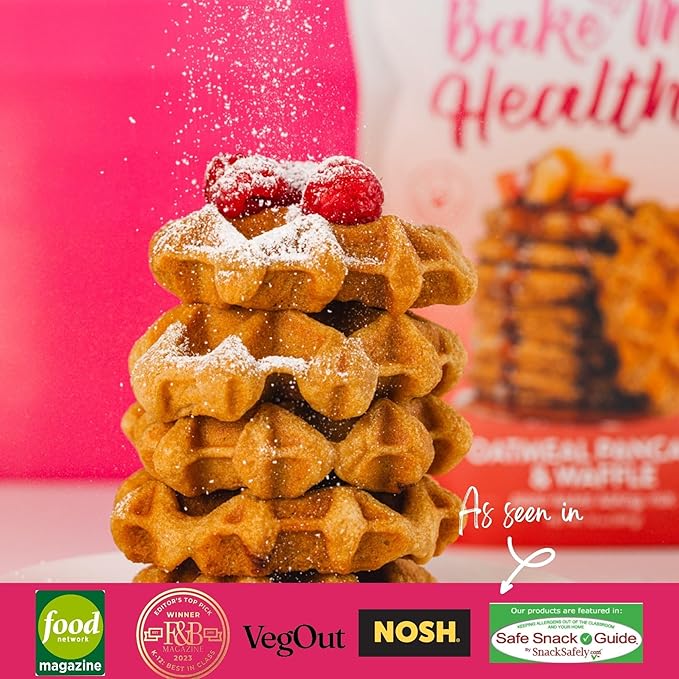 Bake Me Healthy Vegan Waffles & Pancake Baking Mix - Gluten & Dairy Free, Vegan, Non-GMO, Low Sugar, Allergy-Friendly, Plant-Based, Easy to Make, 12oz/ 339g Resealable Pouch (Pack of 1)