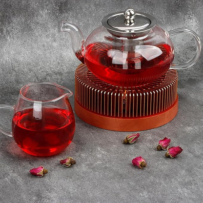 KAYCROWN Teapot Warmer, Tea Warmer with Tealight Holder, Teapot Heater for Heating Tea, Coffee, Milk, Food, Aluminum Alloy, Rose Gold