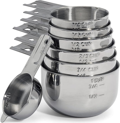 Hudson Essentials Stainless Steel Measuring Cups Set - Stackable Set with Spout