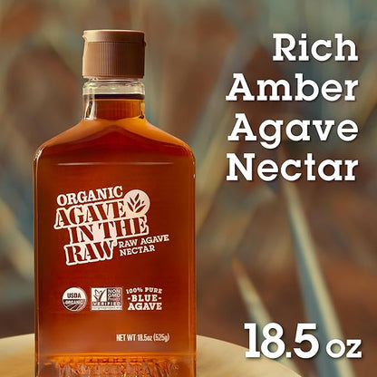 Organic Agave In The Raw Agave Nectar, 18.5 oz., Made With Organic Blue Agave From Mexico, USDA Organic, Non-GMO Project Verified, Kosher Vegan and Low Glycemic Index