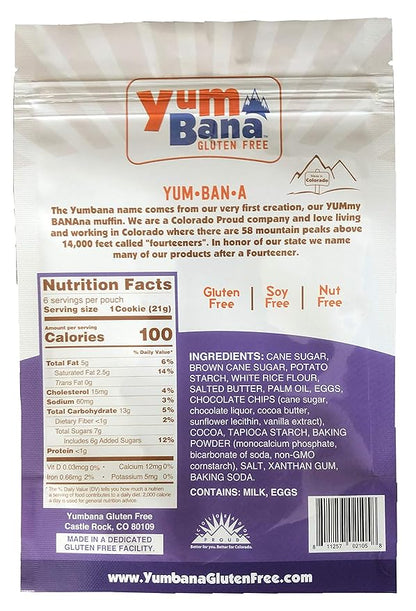 Yumbana Gluten Free Double Chocolate Cookies - Soy Free, Nut Free Cookies - No Artificial Flavors or Preservatives - Great for Snacks and Parties - 2 Pack