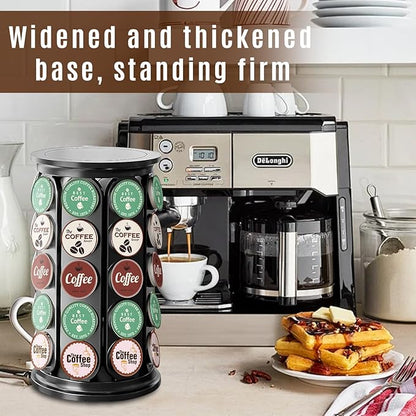 K Cup Holder, Coffee Pod Storage Carousel Holder Organizer Compatible with 40 Keurig K-Cup Pods, Home or Office Kitchen Counter Organizer（Black）