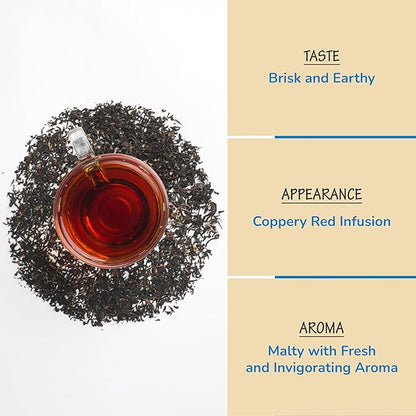 BREWIX, Assam Black Tea Leaves (50+ Cups, 3.53oz/100g) High Caffeine Gluten Free | Strong and Malty | Loose Leaf | Resealable Bag | Perfect for Strong Morning Tea