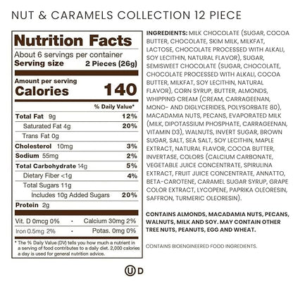 Ethel M Chocolates Premium Nuts & Caramels Collection Chocolate Gift Box, Milk & Dark Chocolate Candy Assortment, 12 Pieces of Creamy, Smooth and Rich Chocolate Gems