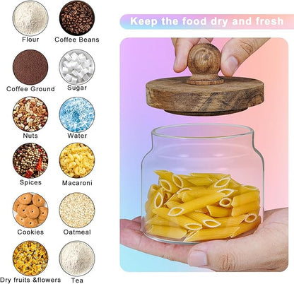 Glass Spice Jar Coffee Sugar Container Airtight Glass Jar Food Storage Canisters Bottle for Kitchen Seasoning Tea Herb Overnight Oats Bar Parfait Snacks (2 * 350ml(11.84oz))