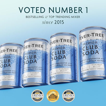 Fever-Tree Club Soda - Premium Quality Mixer - Refreshing Beverage for Cocktails & Mocktails. Naturally Sourced Ingredients, No Artificial Sweeteners or Colors - 5.1 Fl Oz Cans - Pack of 8