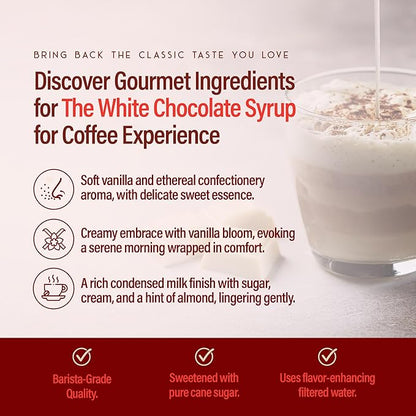 RIO White Chocolate Flavoring Coffee Syrup, Perfect for Hot or Iced Drinks & Desserts, Classic White Chocolate & Coffee Combo, Barista-Grade Flavor Syrups for Coffee Drinks at Home & Work - 700ml