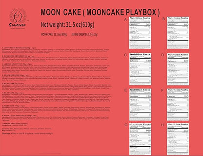 SUNGIVEN Mid-Autumn Festival Mooncake Gift Box - Traditional Culture Collection, 8 Unique Flavors, Mystery Box with Tea, Souvenirs & Elegant Keepsake Packaging – Perfect for Gifting, Huijia 回家月饼，21.16oz