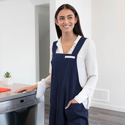 HANEE Cotton Aprons for Women and Men | Cross-Back Apron with Pockets