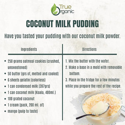 True Organic Coconut Milk Powder, 1 Lb | USDA & Kosher | Plant-Based Creamer for Coffee, Tea & Smoothies | Non-GMO, Gluten-Free | powdered coconut milk
